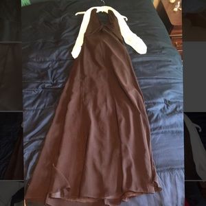 NWT Elegant Brown Formal Gown W/Sheer Scarf Size14